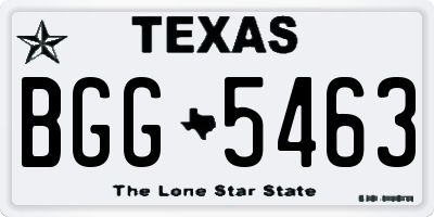 TX license plate BGG5463