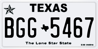 TX license plate BGG5467