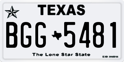 TX license plate BGG5481
