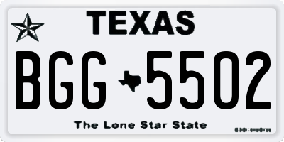 TX license plate BGG5502