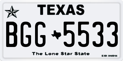 TX license plate BGG5533