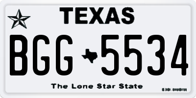 TX license plate BGG5534