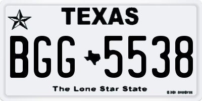 TX license plate BGG5538