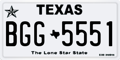 TX license plate BGG5551