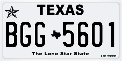 TX license plate BGG5601