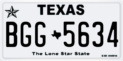 TX license plate BGG5634