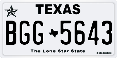 TX license plate BGG5643
