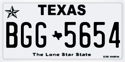 TX license plate BGG5654