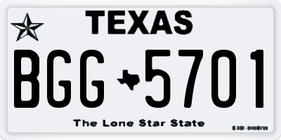 TX license plate BGG5701