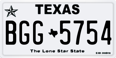 TX license plate BGG5754