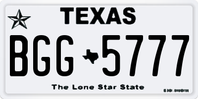 TX license plate BGG5777