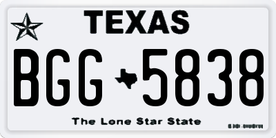 TX license plate BGG5838