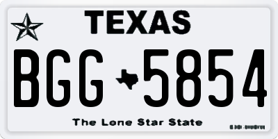 TX license plate BGG5854