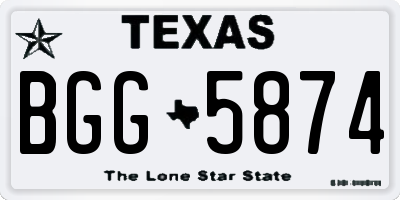TX license plate BGG5874