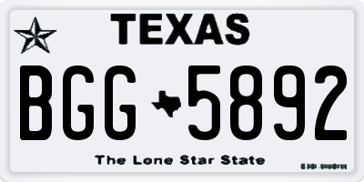 TX license plate BGG5892