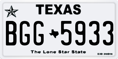 TX license plate BGG5933