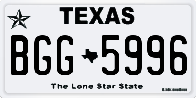 TX license plate BGG5996
