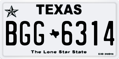TX license plate BGG6314