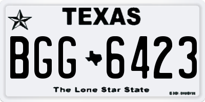 TX license plate BGG6423
