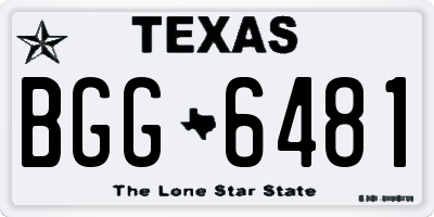 TX license plate BGG6481