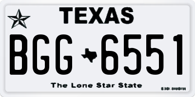 TX license plate BGG6551
