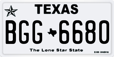 TX license plate BGG6680