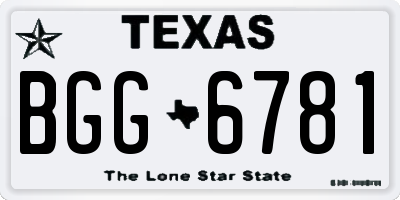 TX license plate BGG6781