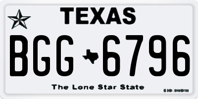 TX license plate BGG6796