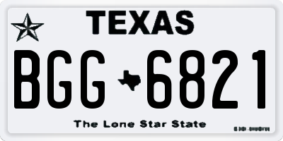 TX license plate BGG6821