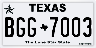 TX license plate BGG7003