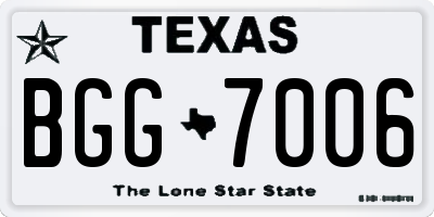 TX license plate BGG7006