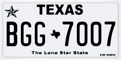 TX license plate BGG7007