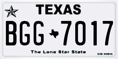 TX license plate BGG7017