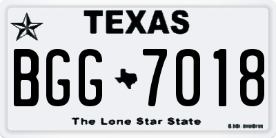 TX license plate BGG7018
