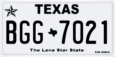 TX license plate BGG7021