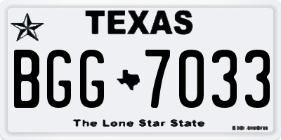 TX license plate BGG7033