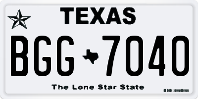 TX license plate BGG7040