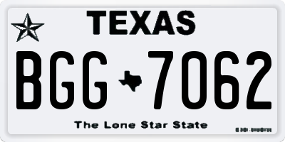 TX license plate BGG7062
