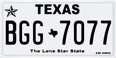 TX license plate BGG7077