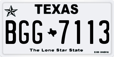 TX license plate BGG7113