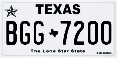 TX license plate BGG7200