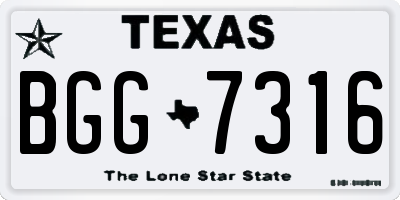 TX license plate BGG7316