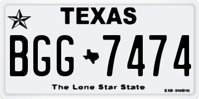 TX license plate BGG7474