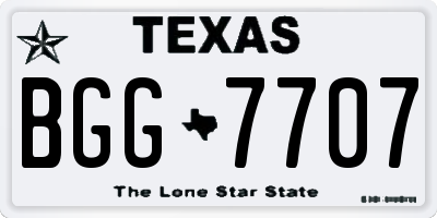 TX license plate BGG7707