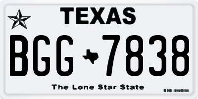 TX license plate BGG7838