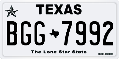 TX license plate BGG7992