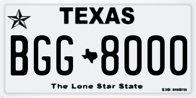 TX license plate BGG8000