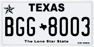 TX license plate BGG8003