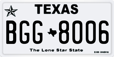 TX license plate BGG8006