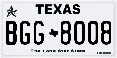 TX license plate BGG8008